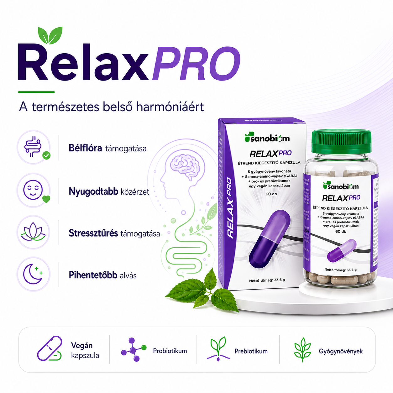 RelaxPRO - Természetes harmónia a belekből - 2 havi adag